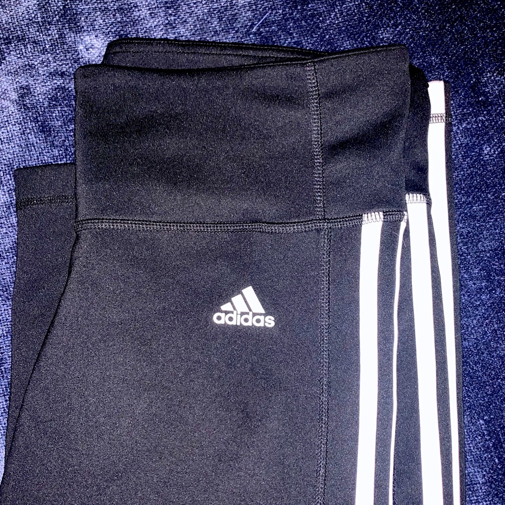 Adidas black with white stripe leggings